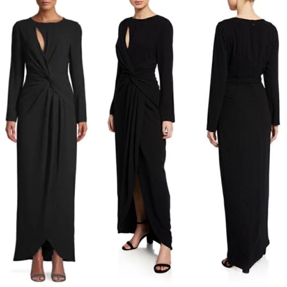 DRESS THE POPULATION Naomi Sleeve Cut Out Drapey Maxi Dress Boysenberry XS